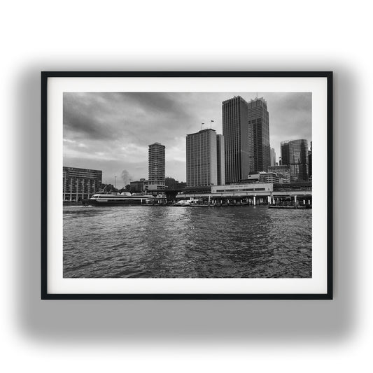 Circular Quay Sydney Skyline Black and White Print