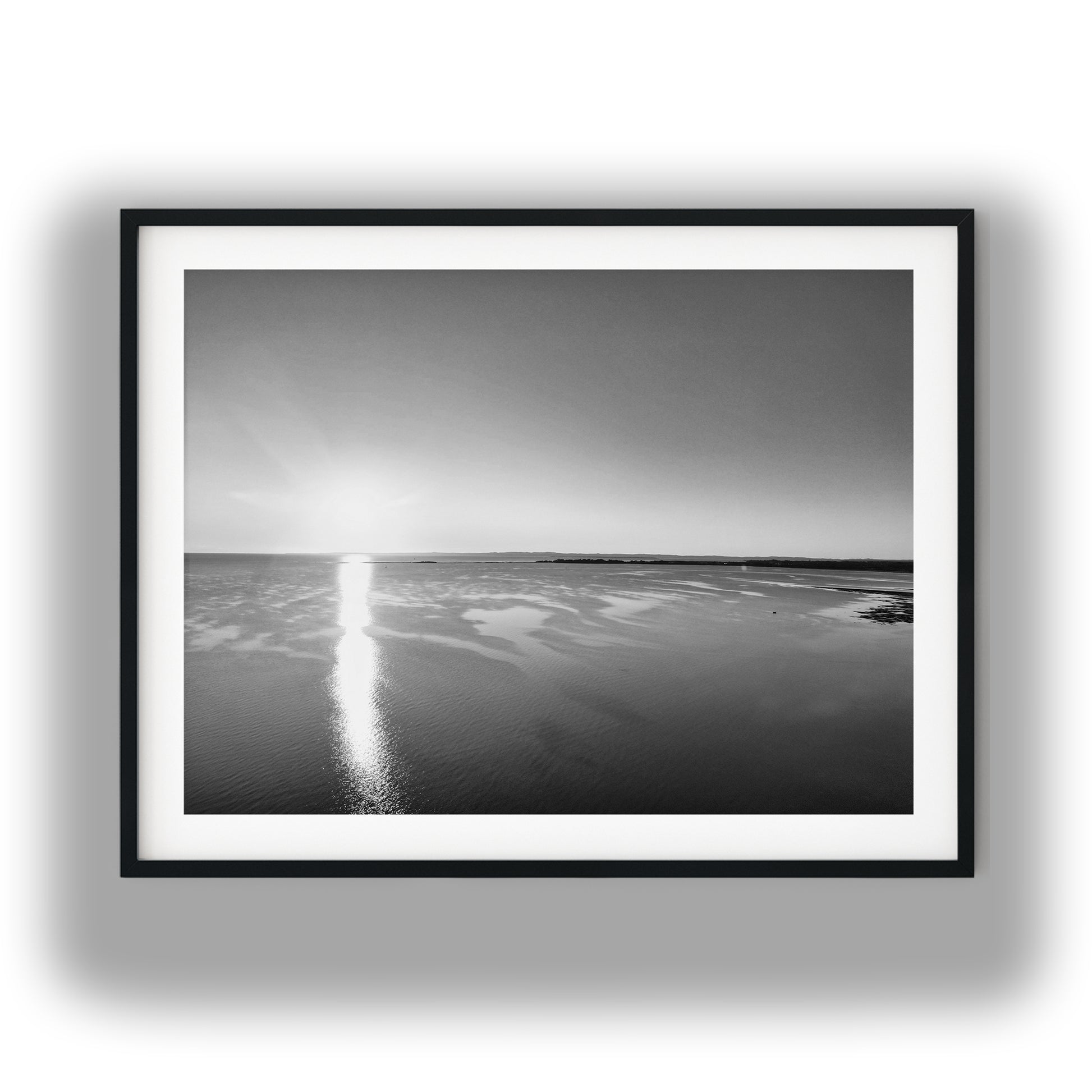 Moreton Bay Coastal Sunrise Black and White Print