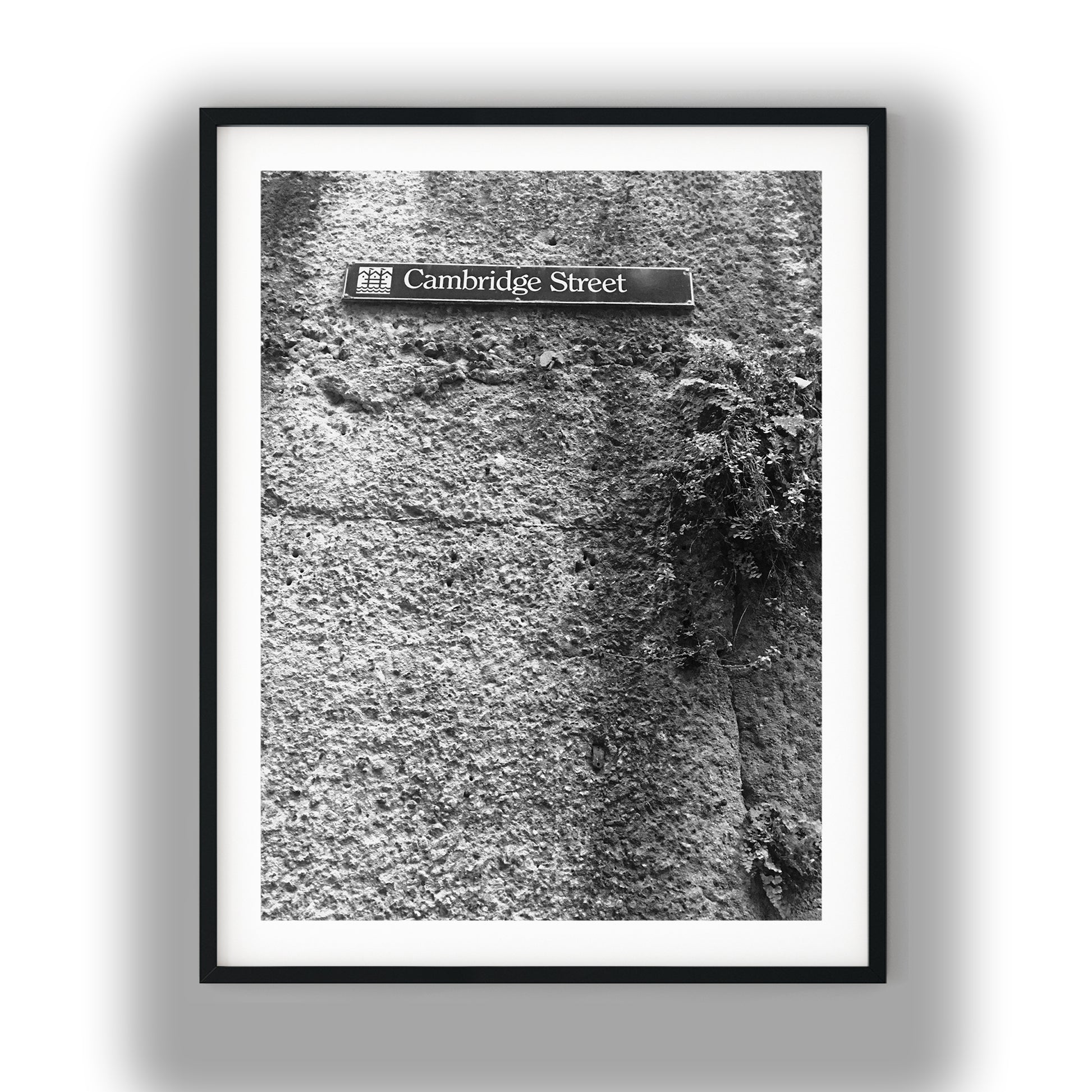 Cambridge Street Sign on Textured Wall Photo Print Black and White Print