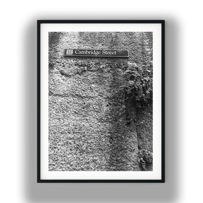 Cambridge Street Sign on Textured Wall Photo Print Black and White Print