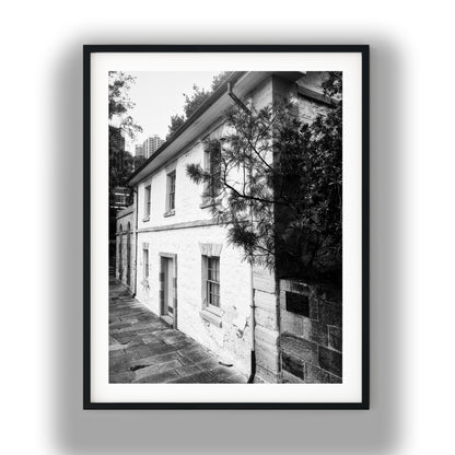 Historic Cadmans Cottage Sydney Black and White Print