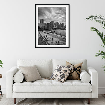Circular Quay Sydney Skyline Black and White Print