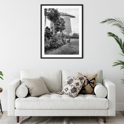 Marina Bay Sands Singapore Garden Black and White Print