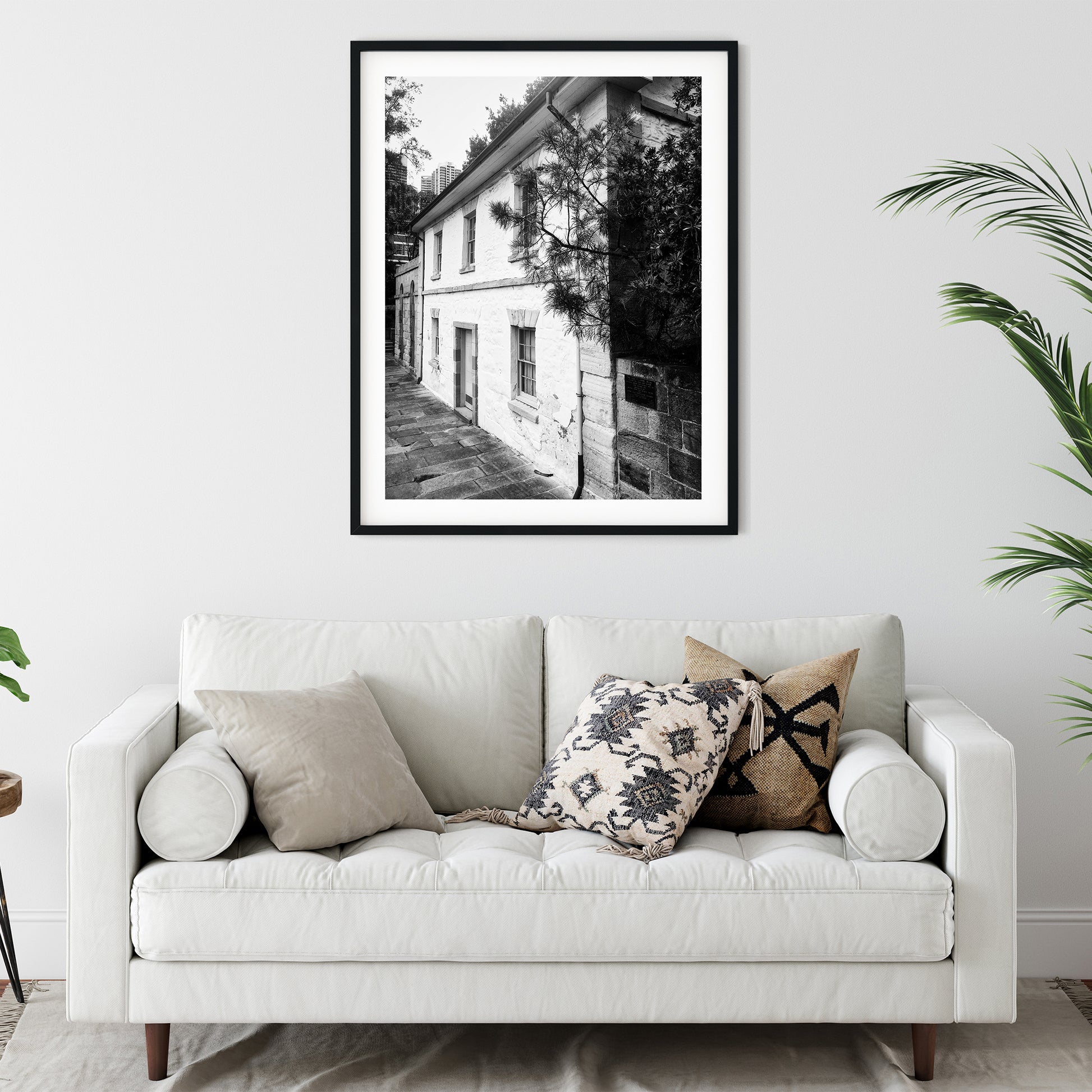 Historic Cadmans Cottage Sydney Black and White Print