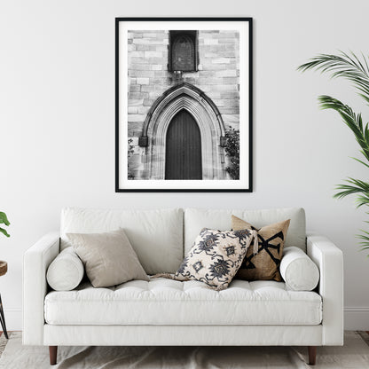 St Patrick's Church Hill Sydney Gothic Archway Black and White Print