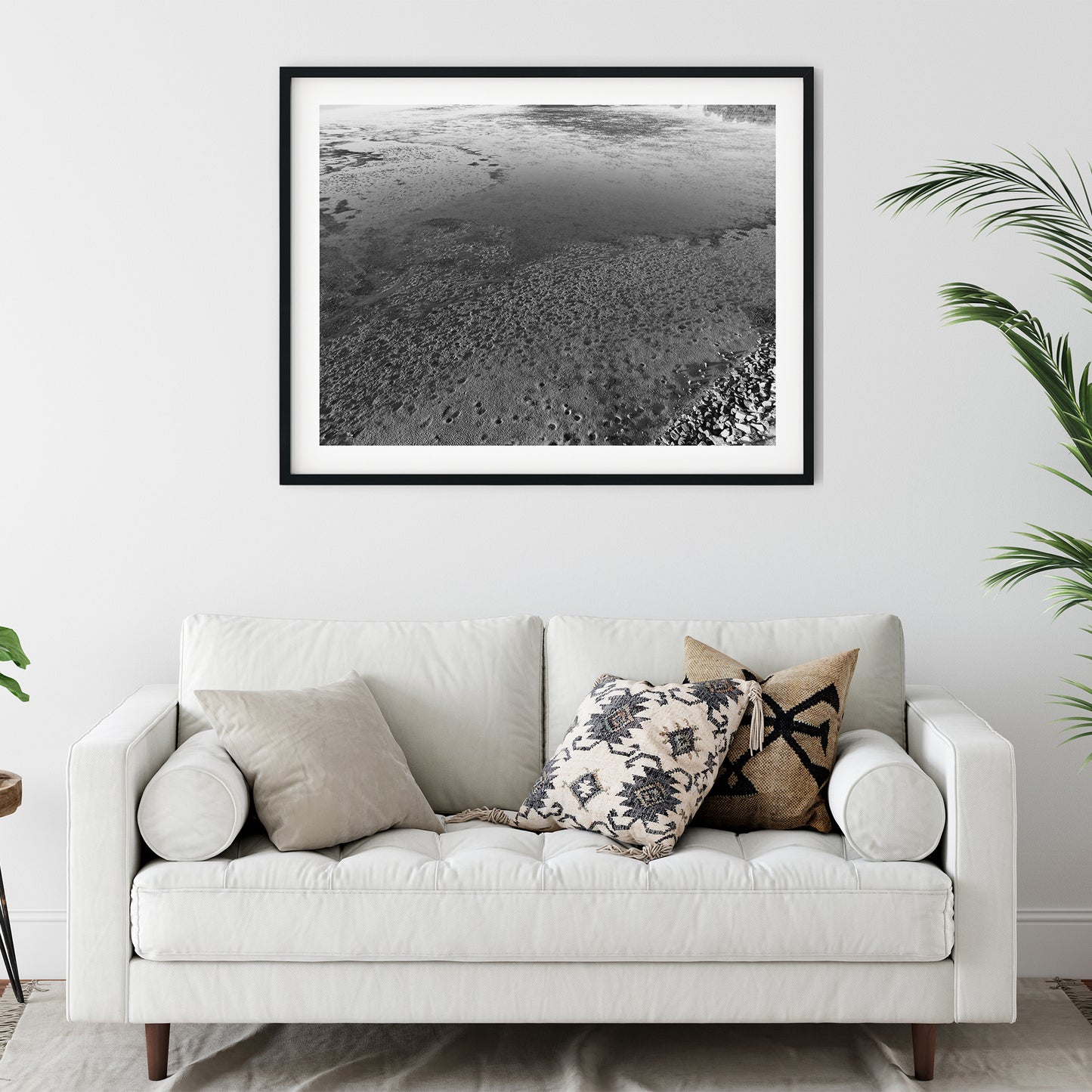 Low Tide Mudflat Textures Black and White Print