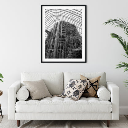 Cloud Forest Waterfall Singapore Black and White Print
