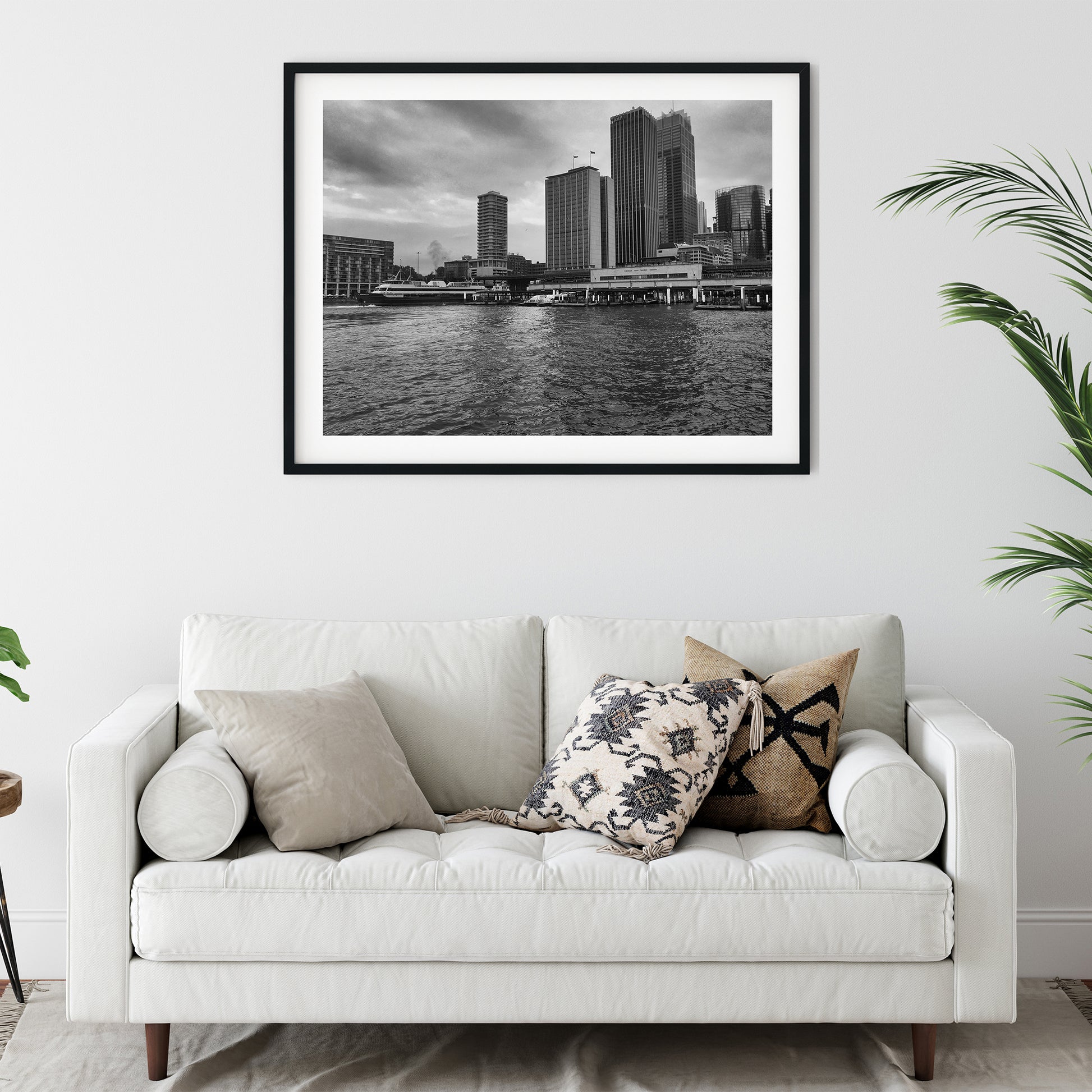Circular Quay Sydney Skyline Black and White Print