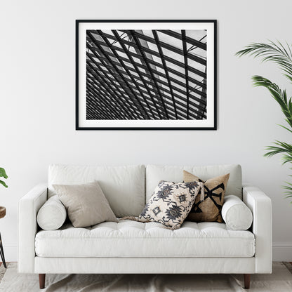 Geometric Glass Skylight Architecture Black and White Print
