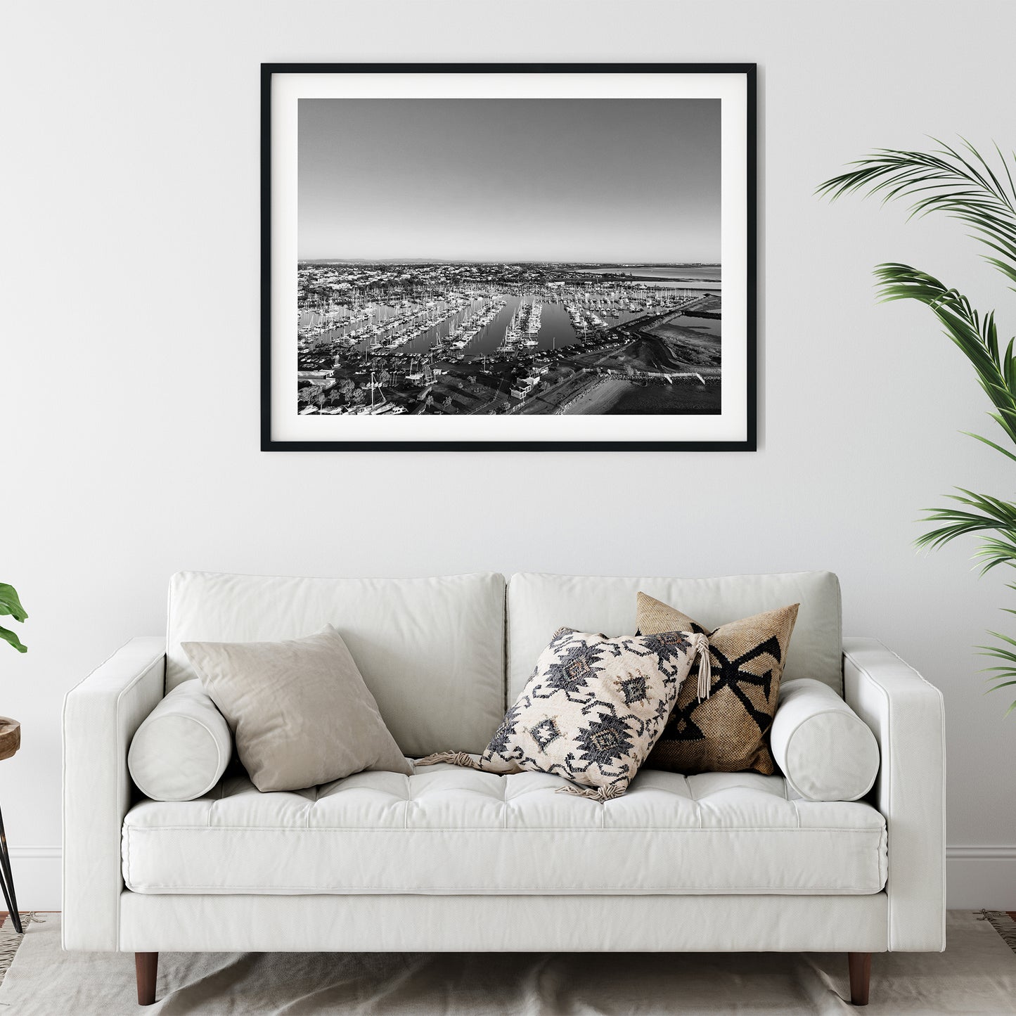 Aerial Black and White Print of Manly Harbour Queensland Black and White Print