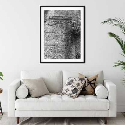 Cambridge Street Sign on Textured Wall Photo Print Black and White Print