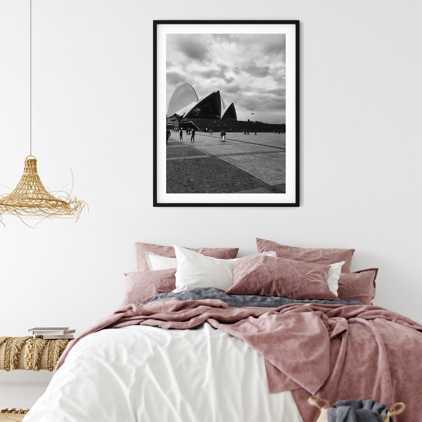 Sydney Opera House Forecourt Black and White Print