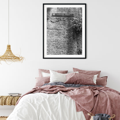 Cambridge Street Sign on Textured Wall Photo Print Black and White Print