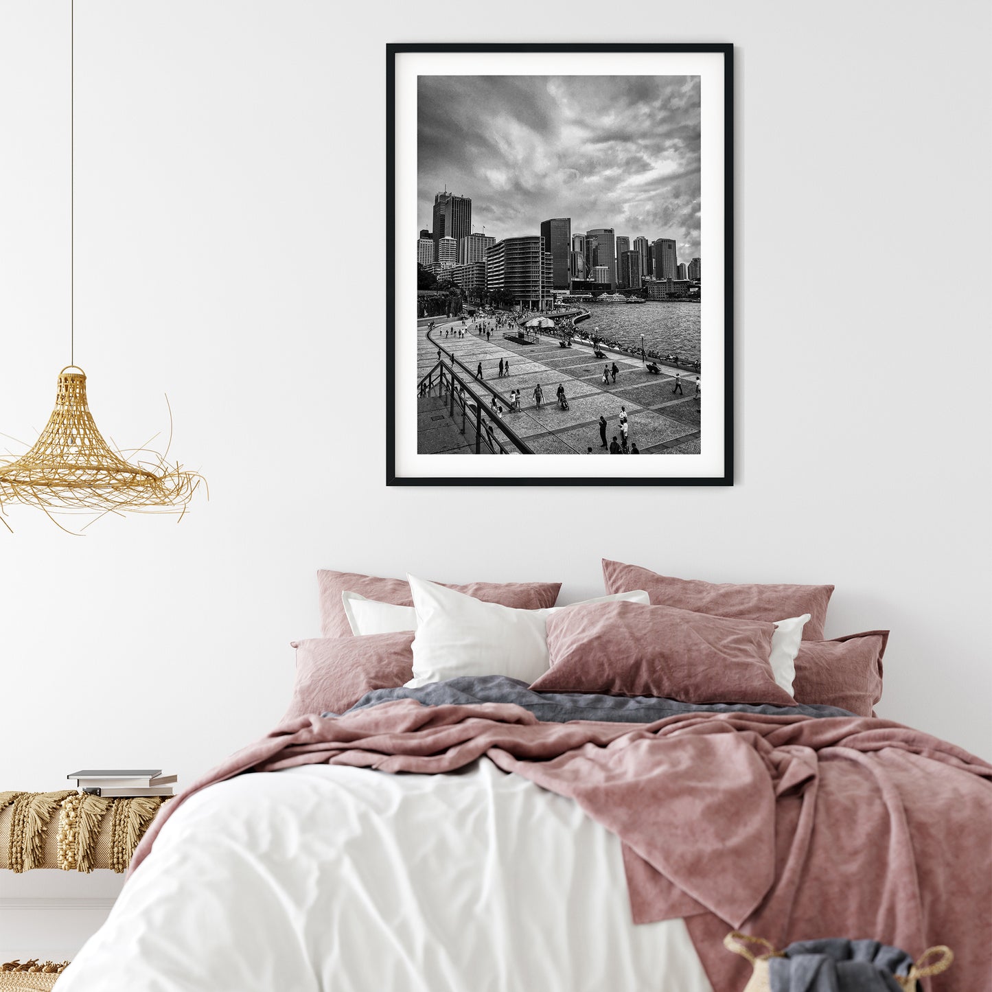 Circular Quay Sydney Skyline Black and White Print