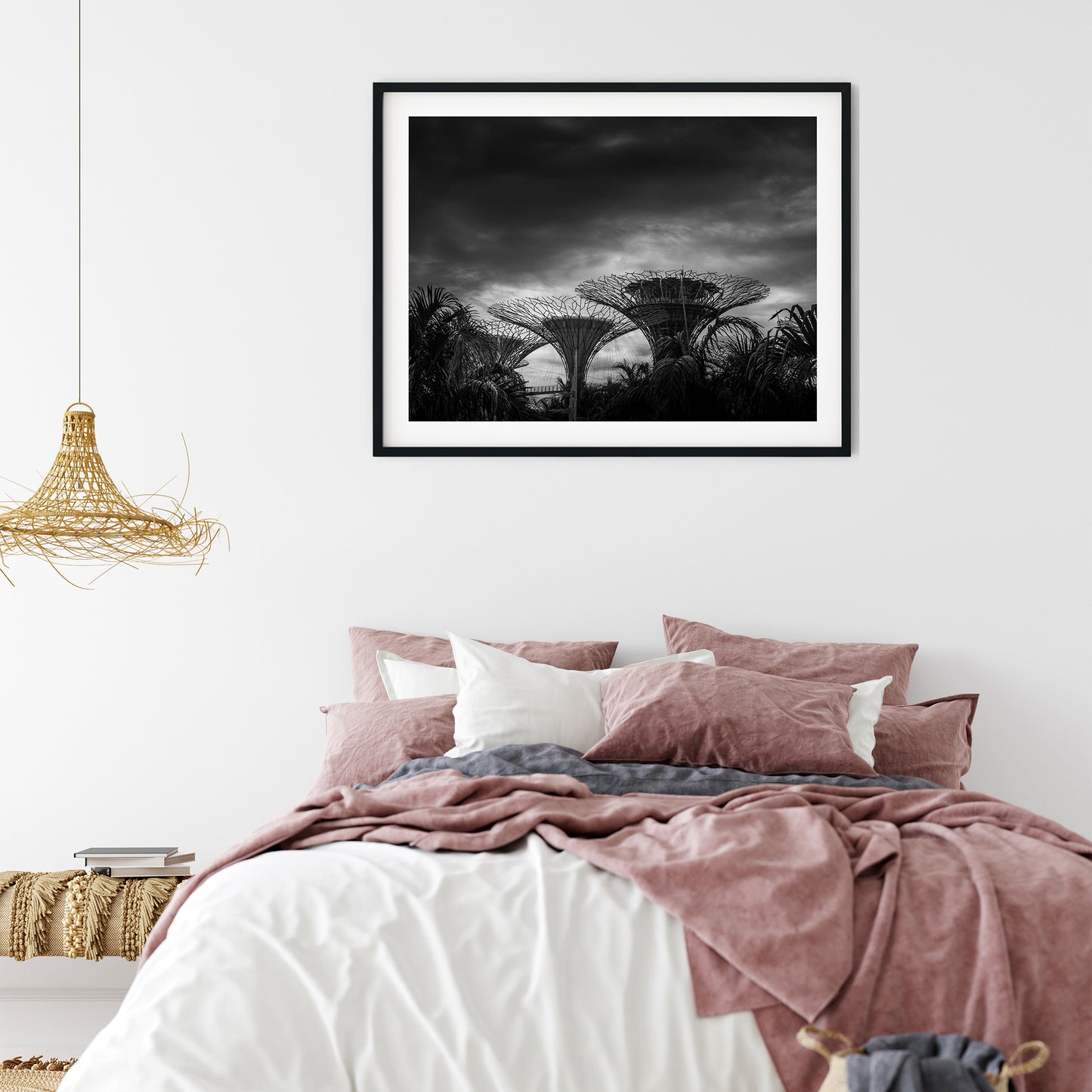 Dramatic Supertree Grove Singapore Black and White Print