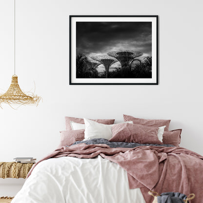 Dramatic Supertree Grove Singapore Black and White Print