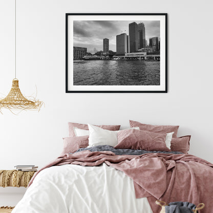 Circular Quay Sydney Skyline Black and White Print