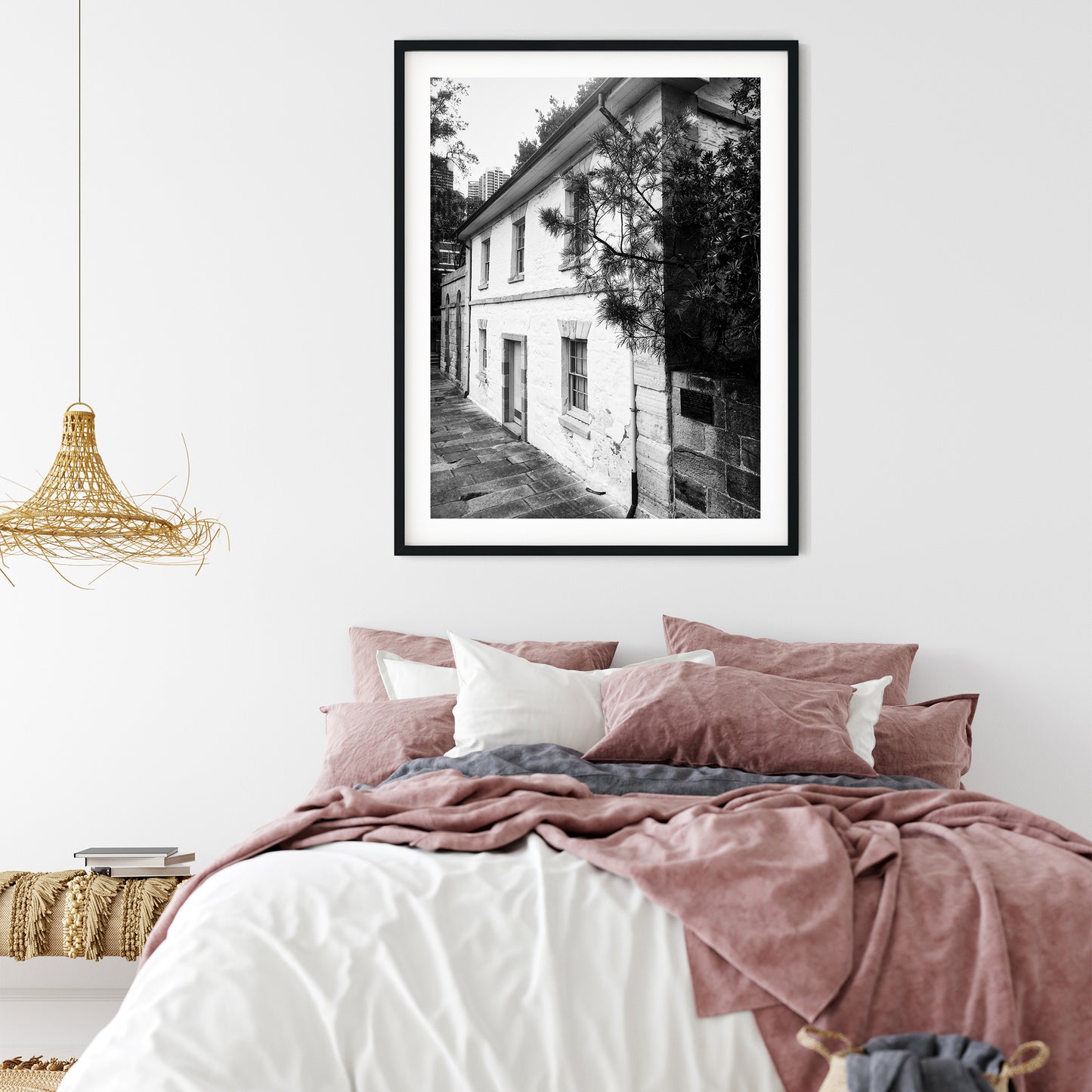 Historic Cadmans Cottage Sydney Black and White Print