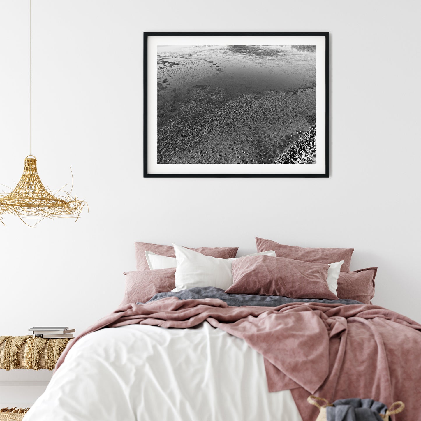Low Tide Mudflat Textures Black and White Print