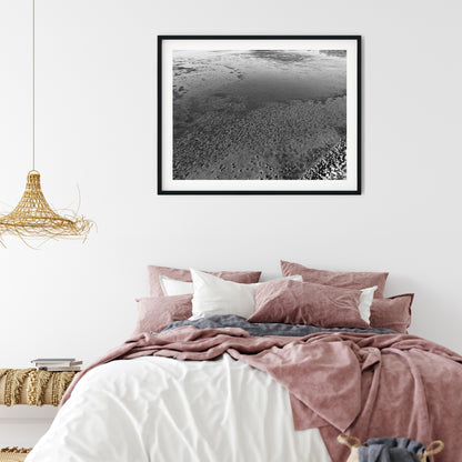 Low Tide Mudflat Textures Black and White Print