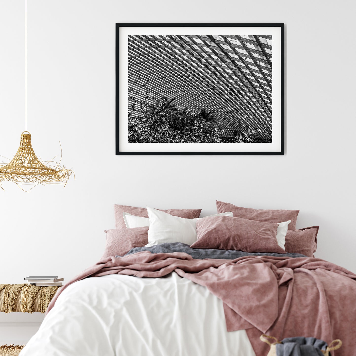 Curved Glass Conservatory Dome Black and White Print
