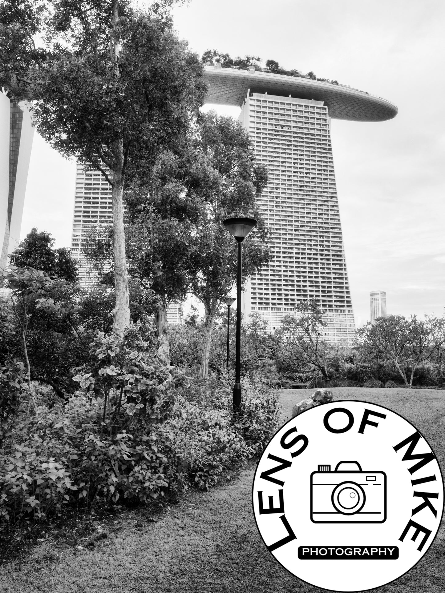 Marina Bay Sands Singapore Garden Black and White Print