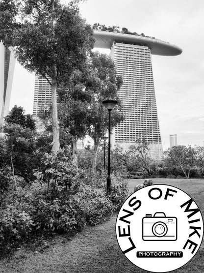 Marina Bay Sands Singapore Garden Black and White Print