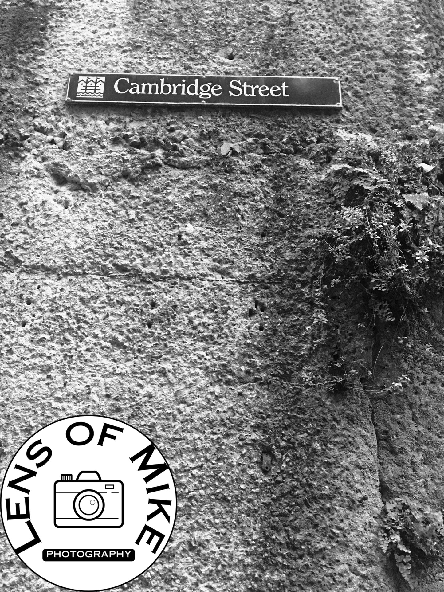 Cambridge Street Sign on Textured Wall Photo Print Black and White Print