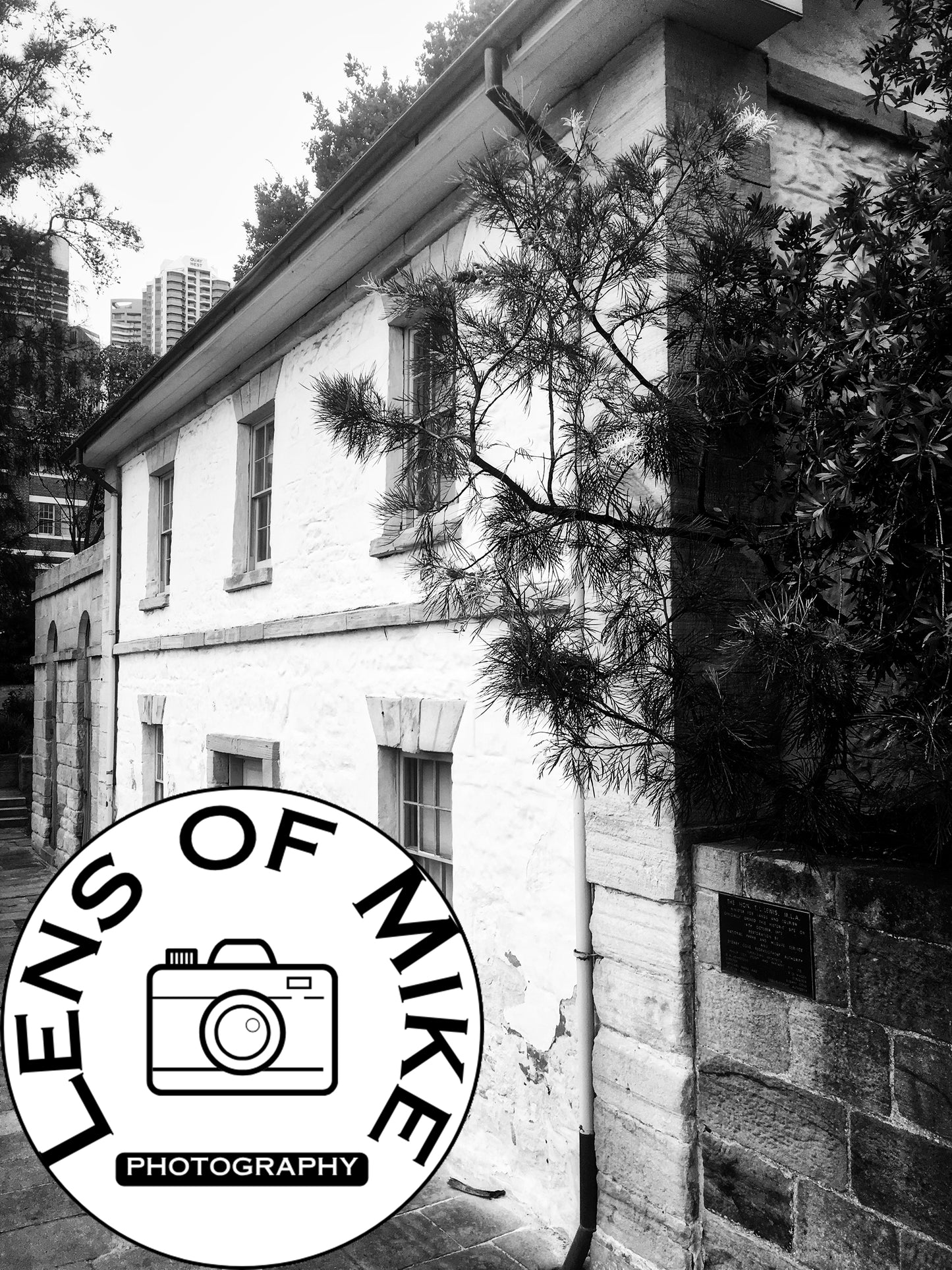 Historic Cadmans Cottage Sydney Black and White Print