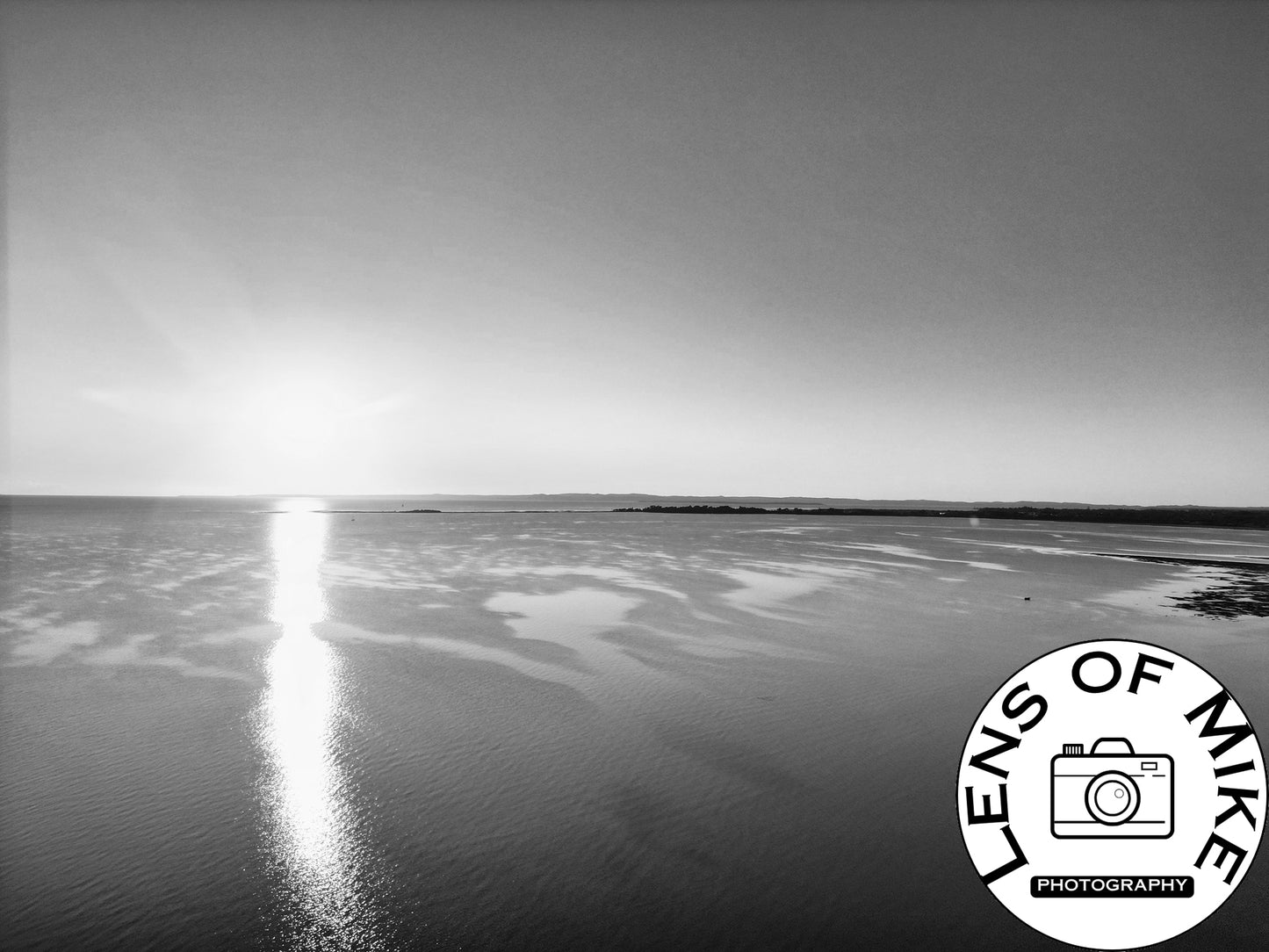 Moreton Bay Coastal Sunrise Black and White Print