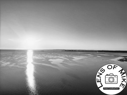 Moreton Bay Coastal Sunrise Black and White Print