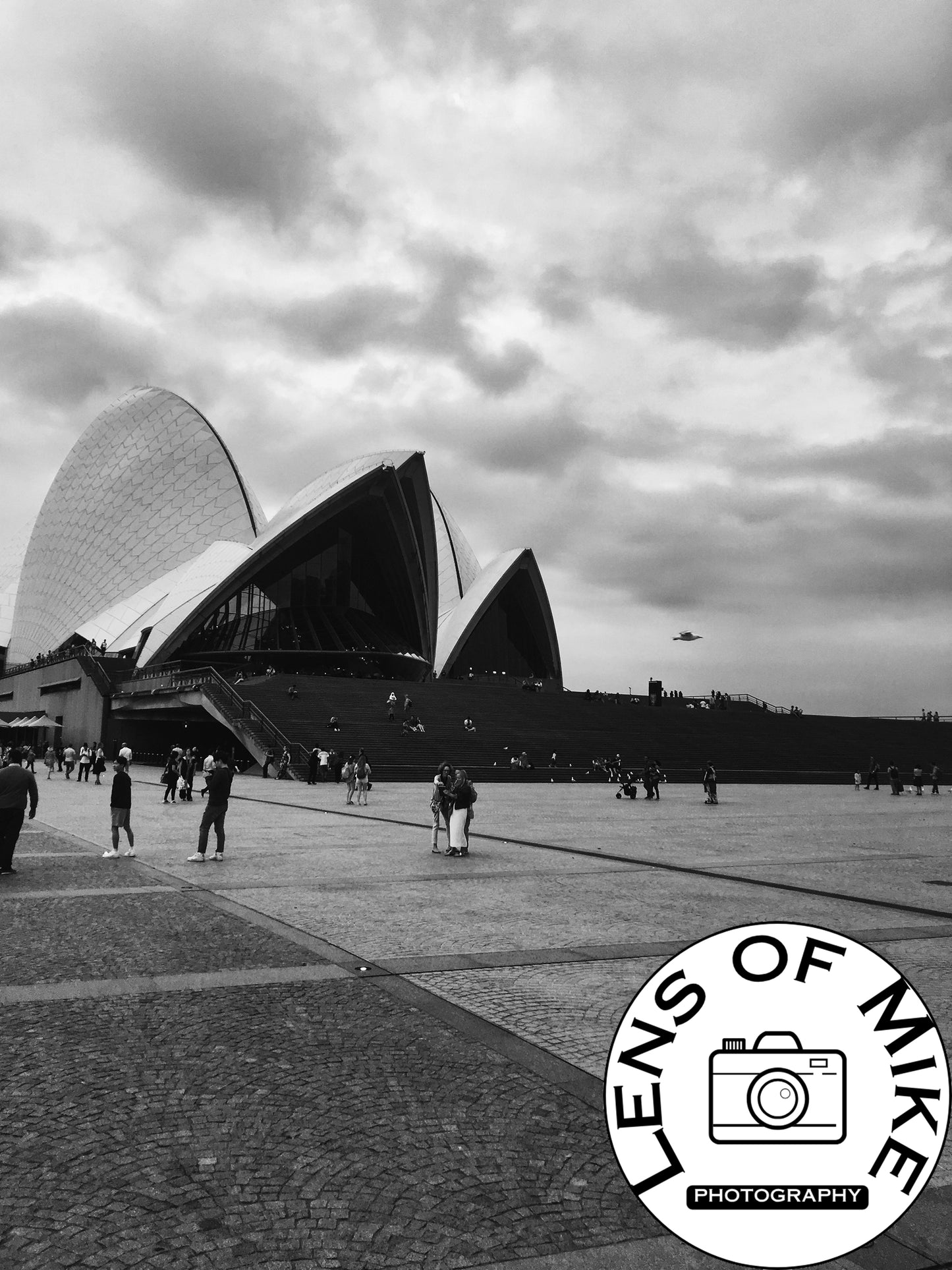 Sydney Opera House Forecourt Black and White Print
