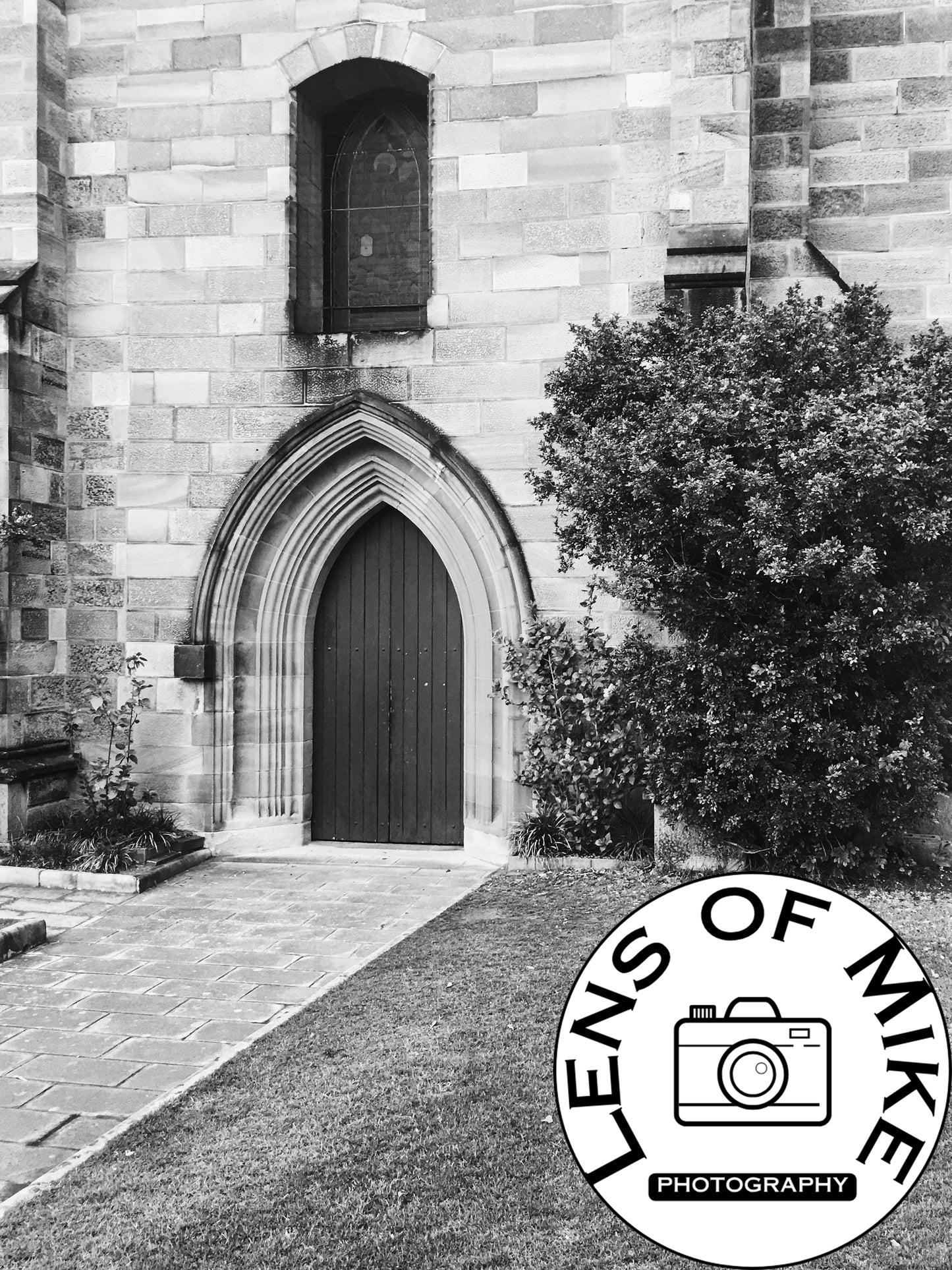St Patrick's Church Hill Gothic Archway Black and White Print