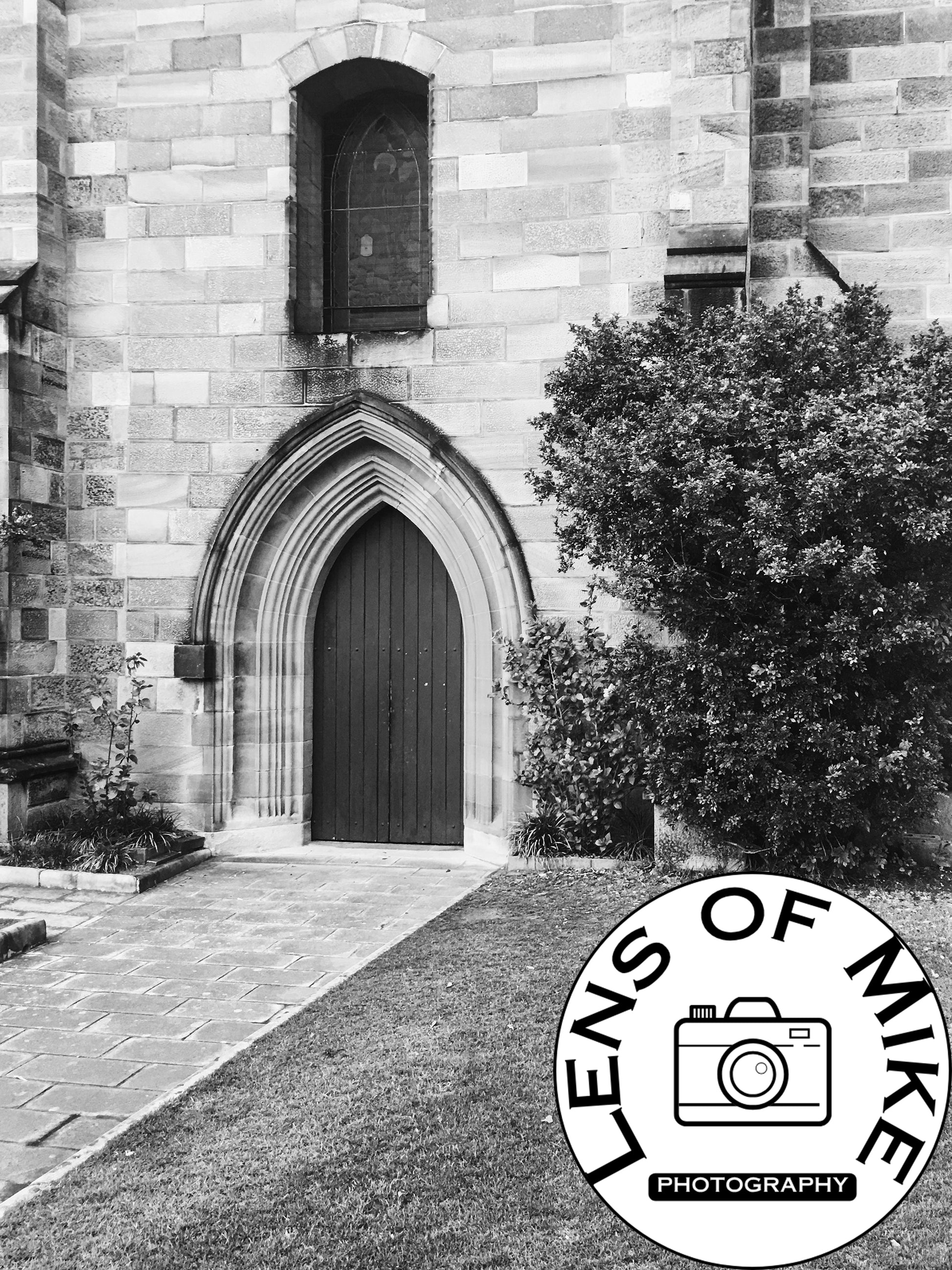 St Patrick's Church Hill Gothic Archway Black and White Print