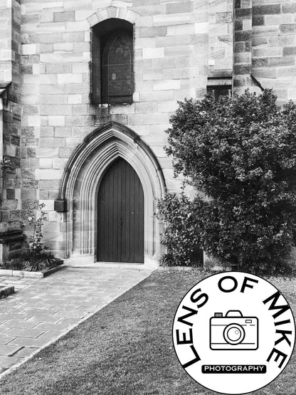 St Patrick's Church Hill Gothic Archway Black and White Print
