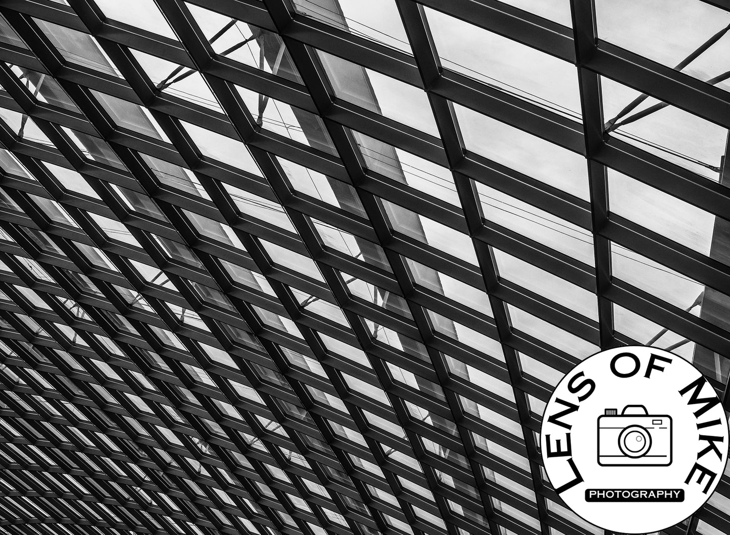 Geometric Glass Skylight Architecture Black and White Print