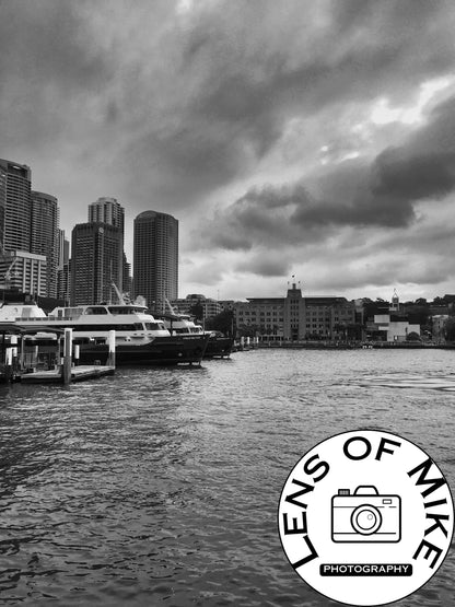 Sydney Ferries at Circular Quay Black and White Print