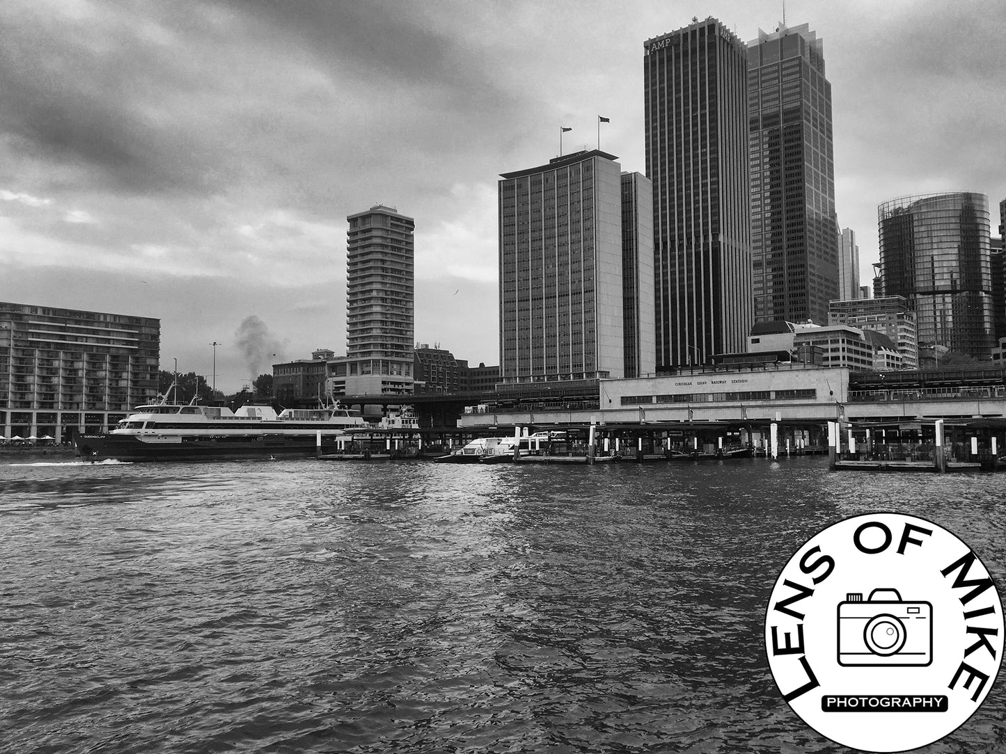 Circular Quay Sydney Skyline Black and White Print