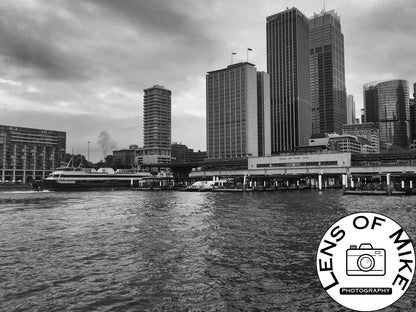 Circular Quay Sydney Skyline Black and White Print