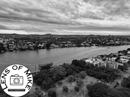 Brisbane River from New Farm Black and White Print
